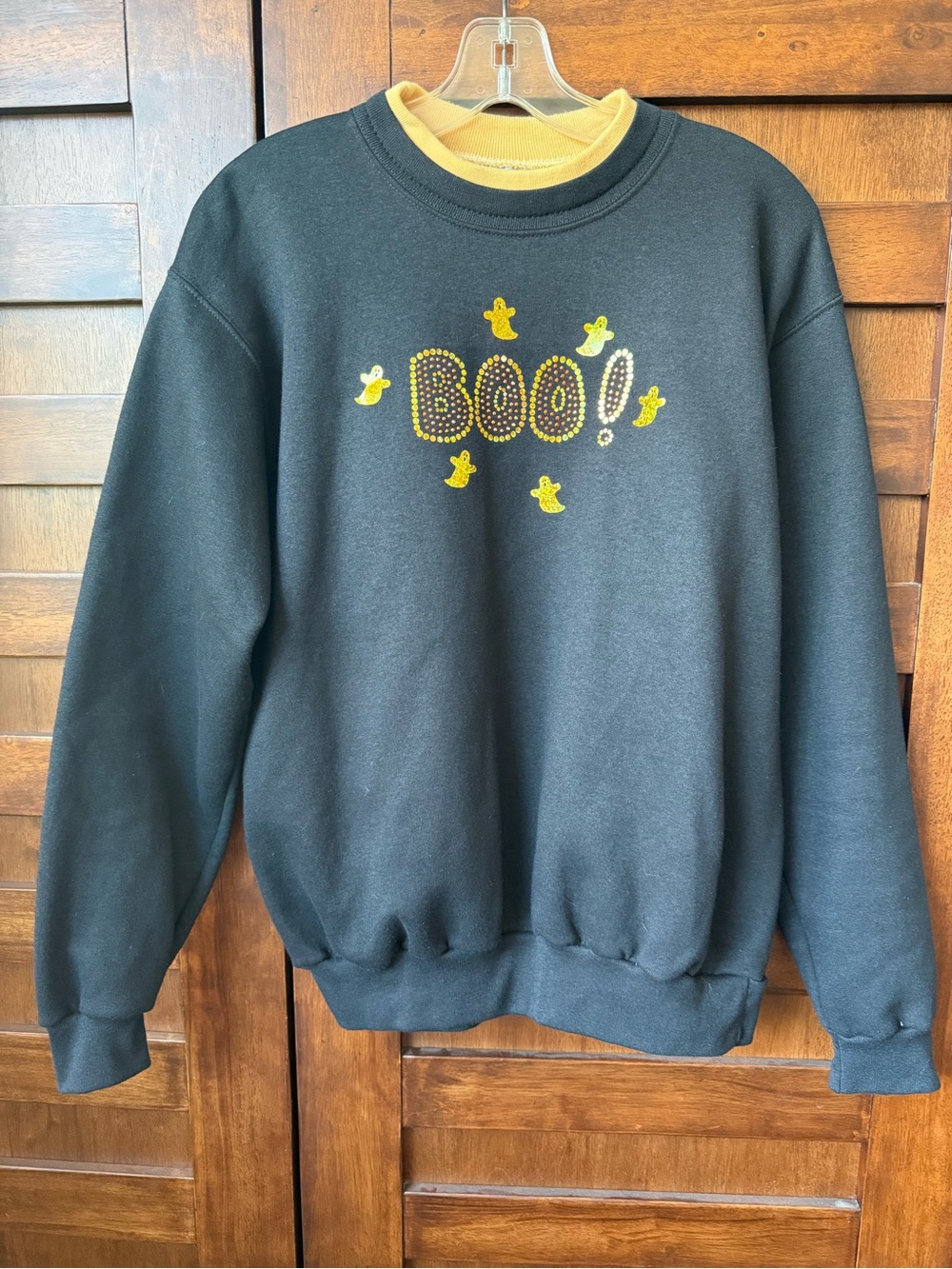 Vintage Morning Sun Halloween Sweatshirt M BOO Ghost Rhinestone Grandma Y2K